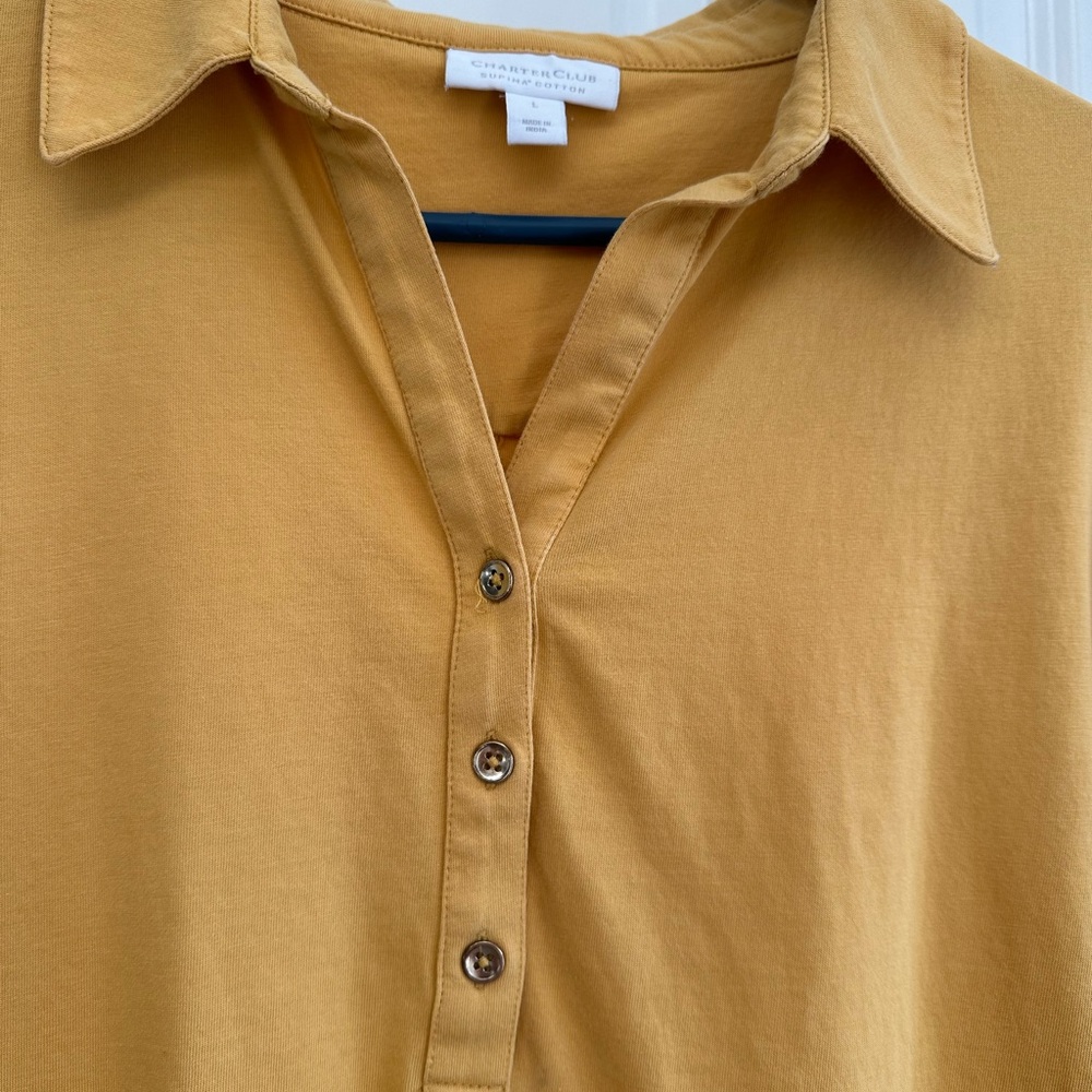 Charter Club Supima Cotton Gold Yellow Top Women’s L